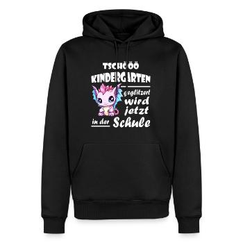 Einschulung Schulkind Drache - Männer Premium Bio Hoodie - Schwarz - Vorne - Nico (187cm)
