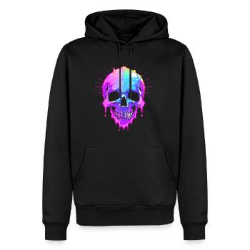 Crâne coloré - Sweat à capuche Premium bio Homme - noir - Devant - Nico (187cm)