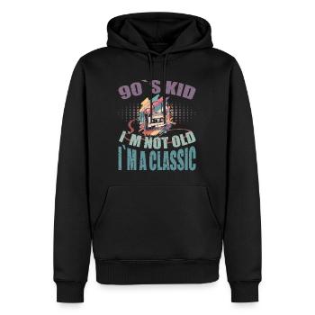 90er Kind - Männer Premium Bio Hoodie - Schwarz - Vorne - Nico (187cm)