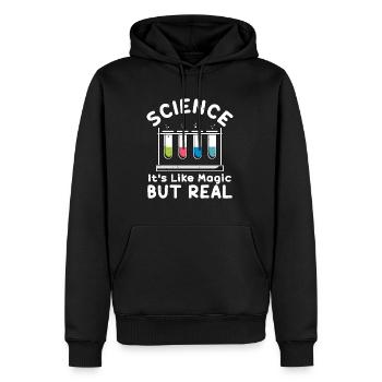 Science C’est comme de la magie mais du vrai vintage - Sweat à capuche Premium bio Homme - noir - Devant - Nico (187cm)