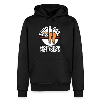Faultier - Error 404 motivation not found - Männer Premium Bio Hoodie - Schwarz - Vorne - Nico (187cm)