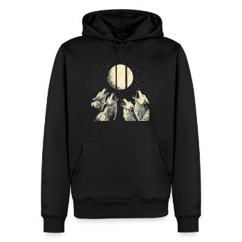 Heulende Wölfe Jahrgang Wolf Mond - Männer Premium Bio Hoodie - Schwarz - Vorne - Nico (187cm)