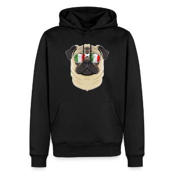 Pug Italy Sunglasses I Italian Flag - Männer Premium Bio Hoodie - Schwarz - Vorne - Nico (187cm)