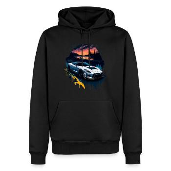 Voiture de sport - Sweat à capuche Premium bio Homme - noir - Devant - Nico (187cm)