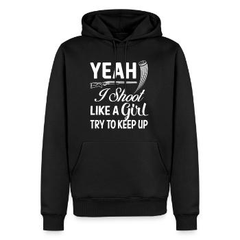 Trapschütze - Männer Premium Bio Hoodie - Schwarz - Vorne - Nico (187cm)