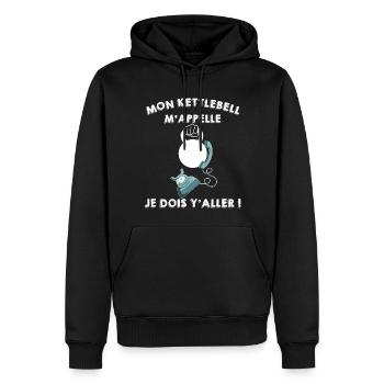 Le kettlebell m'appelle Sport Fitness Work Out - Sweat à capuche Premium bio Homme - noir - Devant - Nico (187cm)