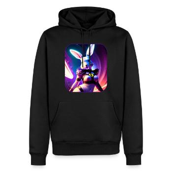 Cyberpunk Bunny Girl Science Fiction Streetpunk - Sweat à capuche Premium bio Homme - noir - Devant - Nico (187cm)