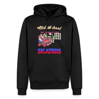 Vintage Old School Skater Geschenk Frau - Männer Premium Bio Hoodie - Schwarz - Vorne - Nico (187cm)