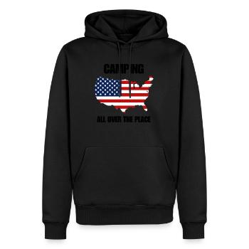 Camping all over the place - Men’s Premium Organic Hoodie - black - Front - Nico (187cm)