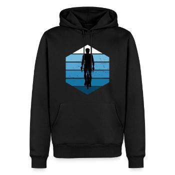 Herren Damen Bike Velo Radfahren Radfahrer - Männer Premium Bio Hoodie - Schwarz - Vorne - Nico (187cm)