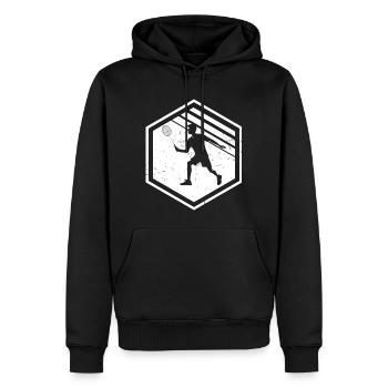 Herren Badmintonspieler Federball Badminton - Männer Premium Bio Hoodie - Schwarz - Vorne - Nico (187cm)