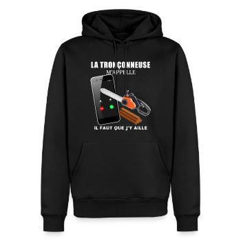 La Tronçonneuse Humour Homme bois Forêt - Sweat à capuche Premium bio Homme - noir - Devant - Nico (187cm)