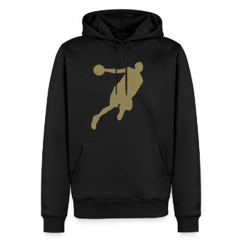 Basketballer Silhouette Basketball - Männer Premium Bio Hoodie - Schwarz - Vorne - Nico (187cm)