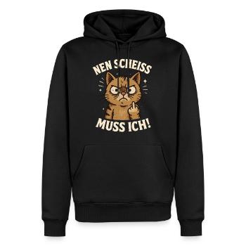 Frecher Spruch Mittelfinger Katze Büro - Männer Premium Bio Hoodie - Schwarz - Vorne - Nico (187cm)