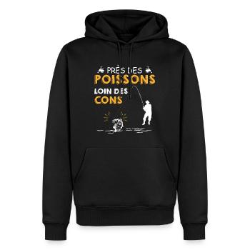 FischfischFische Fische - Männer Premium Bio Hoodie - Schwarz - Vorne - Nico (187cm)