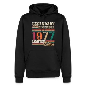 Légendaire Décembre 1977 édition limitée - Sweat à capuche Premium bio Homme - noir - Devant - Nico (187cm)