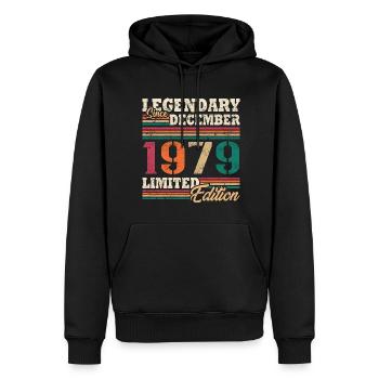 Légendaire Décembre 1979 édition limitée - Sweat à capuche Premium bio Homme - noir - Devant - Nico (187cm)