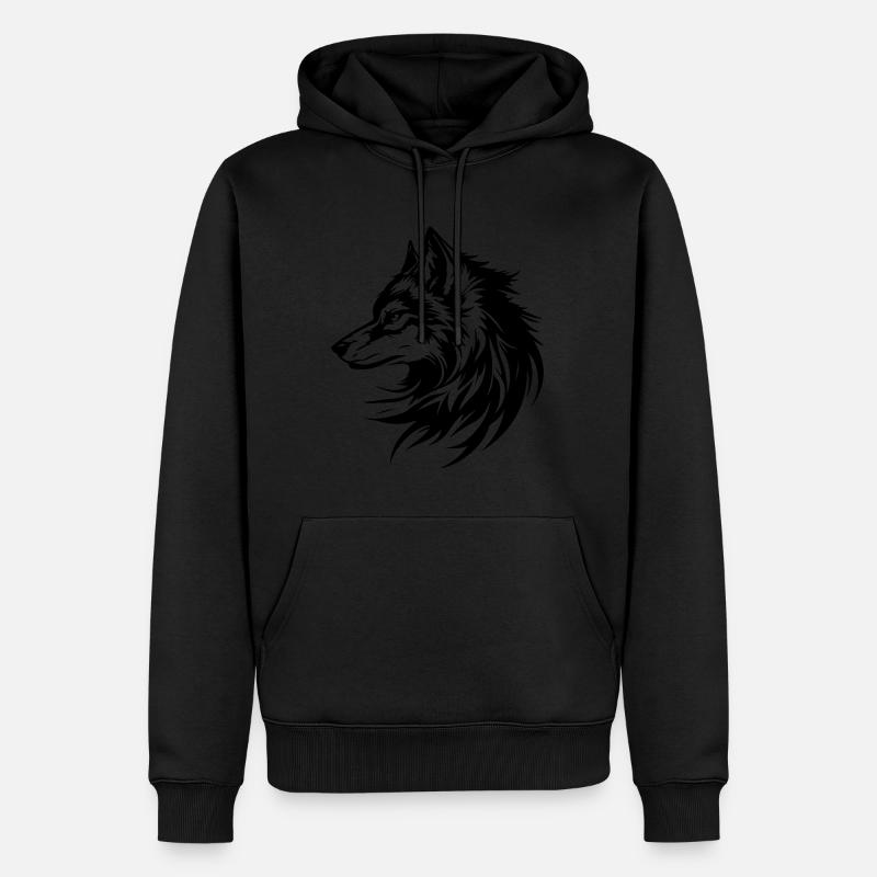 Silhouette Tête de Loup - Sweat à capuche Premium bio Homme - noir