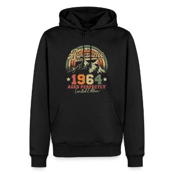 Jahrgang 1964 geboren Vintage Retro Geburtstag - Männer Premium Bio Hoodie - Schwarz - Vorne - Nico (187cm)