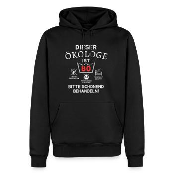This ecologist is 80 years old. - Men’s Premium Organic Hoodie - black - Front - Nico (187cm)
