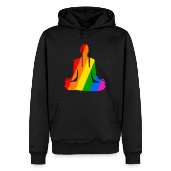 Variété et équilibre dans la pose de yoga colorée - Sweat à capuche Premium bio Homme - noir - Devant - Nico (187cm)