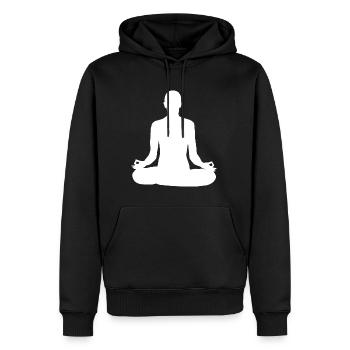 Yoga in purity and strength - Men’s Premium Organic Hoodie - black - Front - Nico (187cm)
