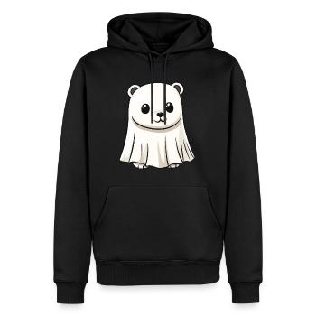 Eisbär Halloween Comic Geist - Männer Premium Bio Hoodie - Schwarz - Vorne - Nico (187cm)