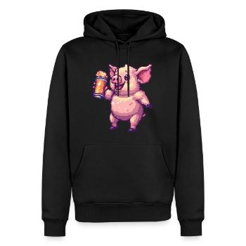 Bière Pig Pixel - Sweat à capuche Premium bio Homme - noir - Devant - Nico (187cm)