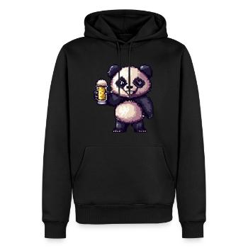 Panda Pixel Bier - Männer Premium Bio Hoodie - Schwarz - Vorne - Nico (187cm)