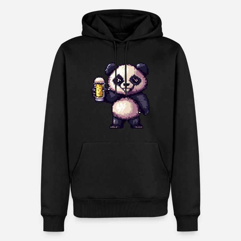 Bière Panda Pixel - Sweat à capuche Premium bio Homme - noir