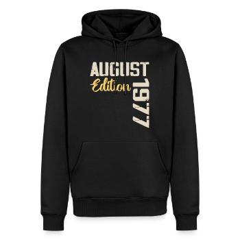 Jubiläum August 1977 - Limitierte Auflage August 1977 - Männer Premium Bio Hoodie - Schwarz - Vorne - Nico (187cm)