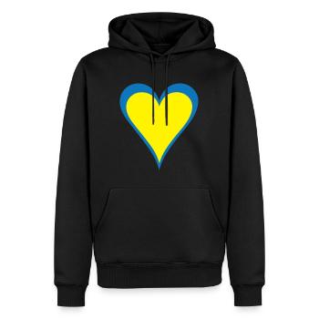 Ukraine Flagge Herz Motiv blau gelb - Männer Premium Bio Hoodie - Schwarz - Vorne - Nico (187cm)