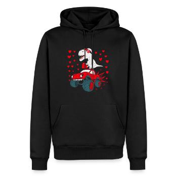 Valentines Day T Rex Riding TRUCK - Men’s Premium Organic Hoodie - black - Front - Nico (187cm)