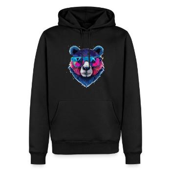 Ours,graffiti ,peinture , coloré,nerd - Sweat à capuche Premium bio Homme - noir - Devant - Nico (187cm)