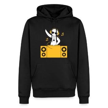 Ein DJ spielt coole Musik - Männer Premium Bio Hoodie - Schwarz - Vorne - Nico (187cm)