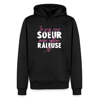 Je suis une soeur avec option Râleuse - Sweat à capuche Premium bio Homme - noir - Devant - Nico (187cm)