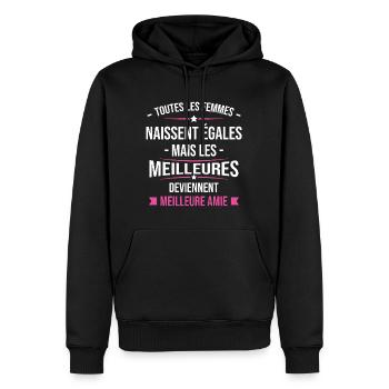 Les meilleures femmes deviennent Meilleure Amie - Sweat à capuche Premium bio Homme - noir - Devant - Nico (187cm)