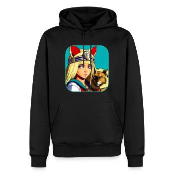 Cooles Anime Manga Girl mit Löwe - Männer Premium Bio Hoodie - Schwarz - Vorne - Nico (187cm)