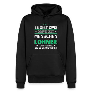 Lohner Gift - Two Types of... Design - Men’s Premium Organic Hoodie - black - Front - Nico (187cm)