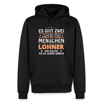 Lohner Gift - Two Types of... Design - Men’s Premium Organic Hoodie - black - Front - Nico (187cm)