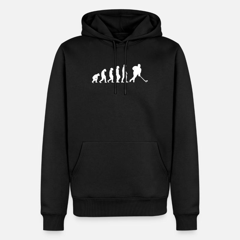Eishockey Evolution - Männer Premium Bio Hoodie - Schwarz