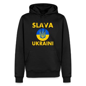 Slava ukraini - Sweat à capuche Premium bio Homme - noir - Devant - Nico (187cm)