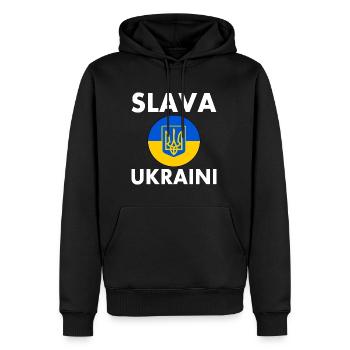 Slava ukraini - Männer Premium Bio Hoodie - Schwarz - Vorne - Nico (187cm)