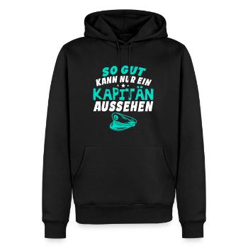 So gut kann nur ein Kapitän aussehen - Männer Premium Bio Hoodie - Schwarz - Vorne - Nico (187cm)