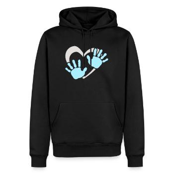 Empreinte de main de cœur de bébé - Sweat à capuche Premium bio Homme - noir - Devant - Nico (187cm)