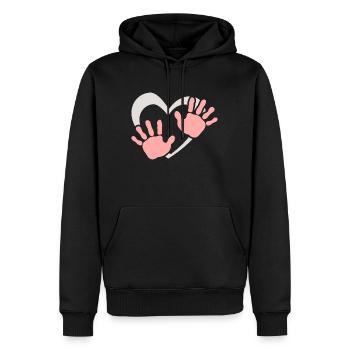 Empreinte de main de cœur de bébé - Sweat à capuche Premium bio Homme - noir - Devant - Nico (187cm)