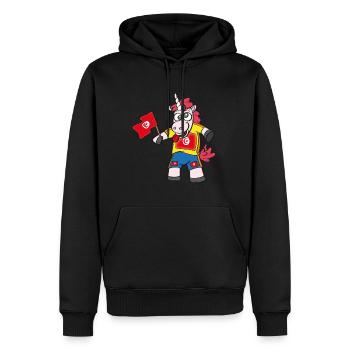 Licorne folle de Tunisie - Sweat à capuche Premium bio Homme - noir - Devant - Nico (187cm)