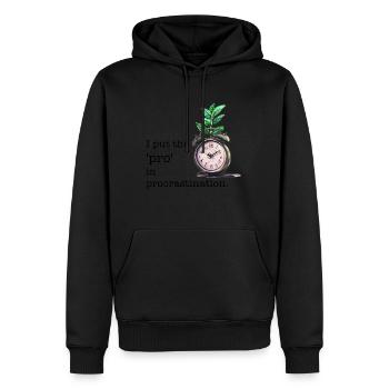 I put the "pro" in procrastination. Funny quote - Männer Premium Bio Hoodie - Schwarz - Vorne - Nico (187cm)