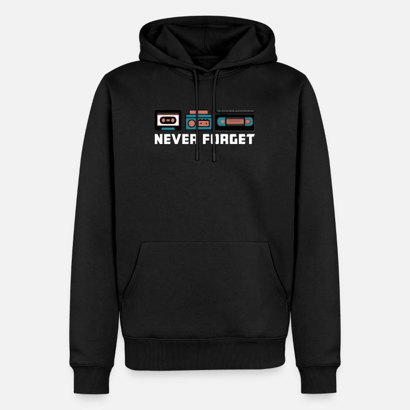 Never Forget - Männer Premium Bio Hoodie - Schwarz