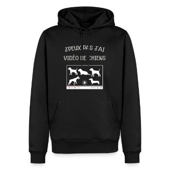 Video de Chiens Humour Passion Chien - Sweat à capuche Premium bio Homme - noir - Devant - Nico (187cm)